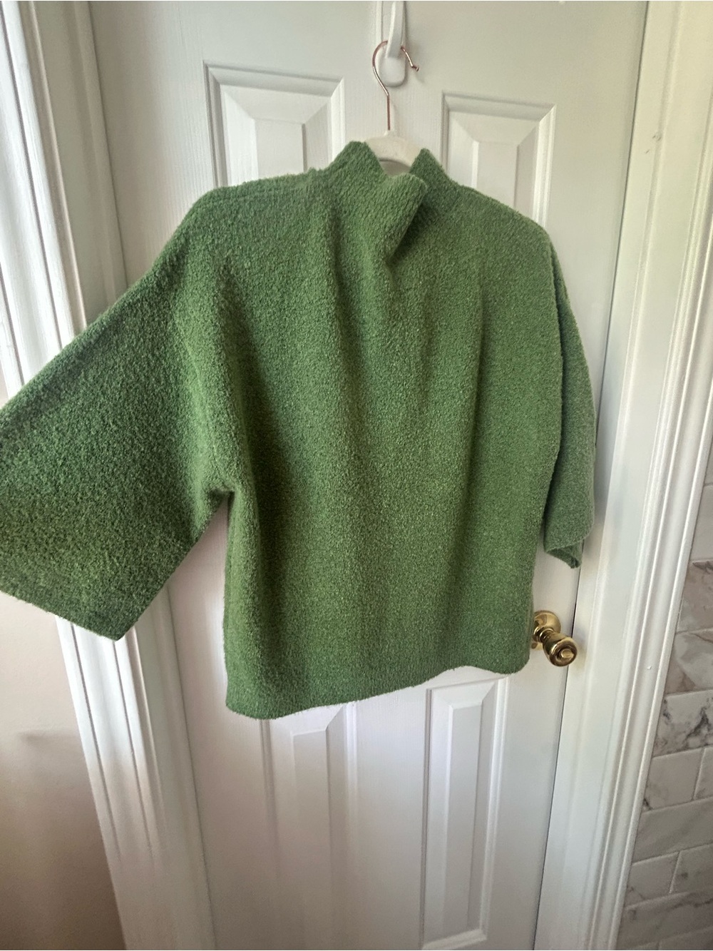 Abercrombie & Fitch Sage Green Bouclé Mock Neck Sweater Size Large NEW